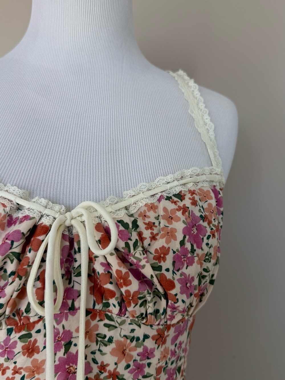 0331 - Commense Floral Print Trim Cami Midi Dress - Picture 7 of 14